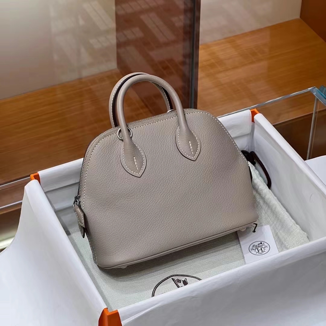 Bolide 20cm 80 Gris Perle Swift Full handmade HERMES Fatory