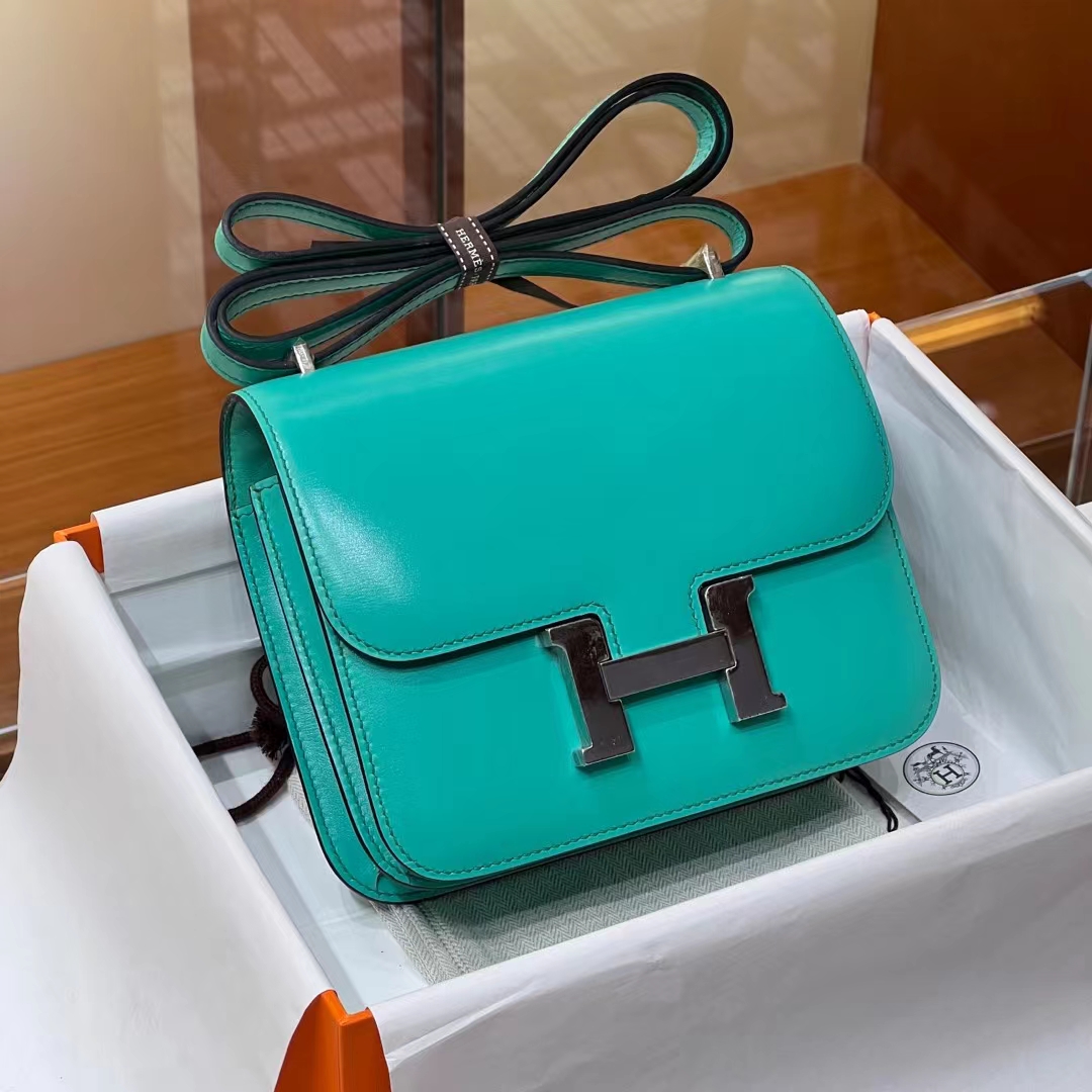 Constance 19CM 6U Vert Dfau BOX Full handmade HERMES Fatory