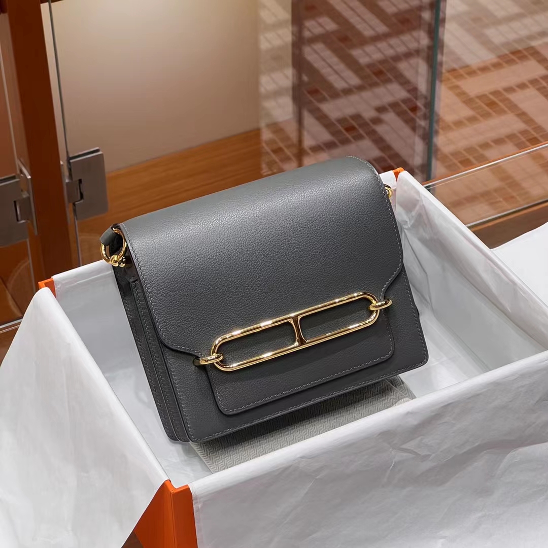 HERMES Roulis 18CM Gold 8F Etain Gold Hardware HandMade