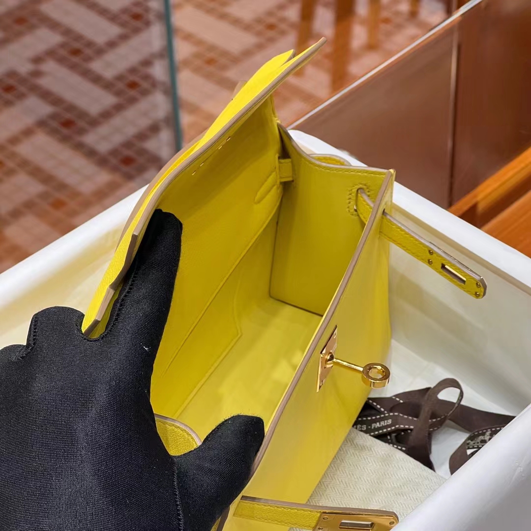 HERMES Kelly Pochette 9N Swift Full handmade Kelly fatory