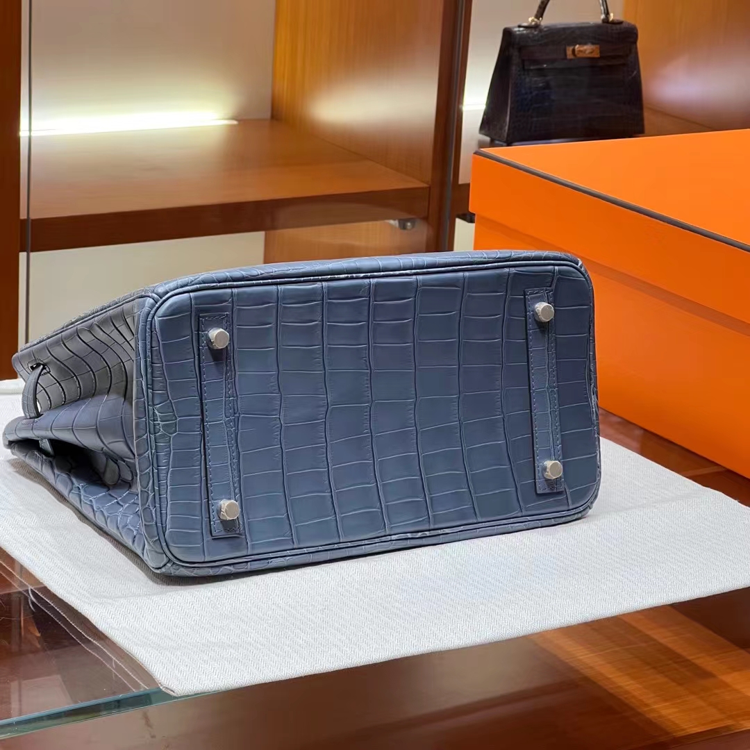 HERMES Factory Birkin 30CM 75 Blue Jean Full handmade SHW