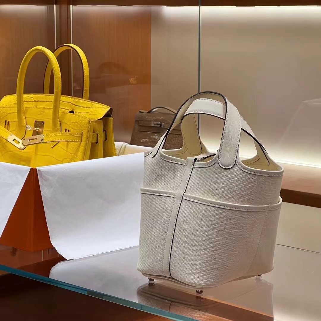 HERMES Factory Picotin cargo 18cm 10 Craie Full handmade 