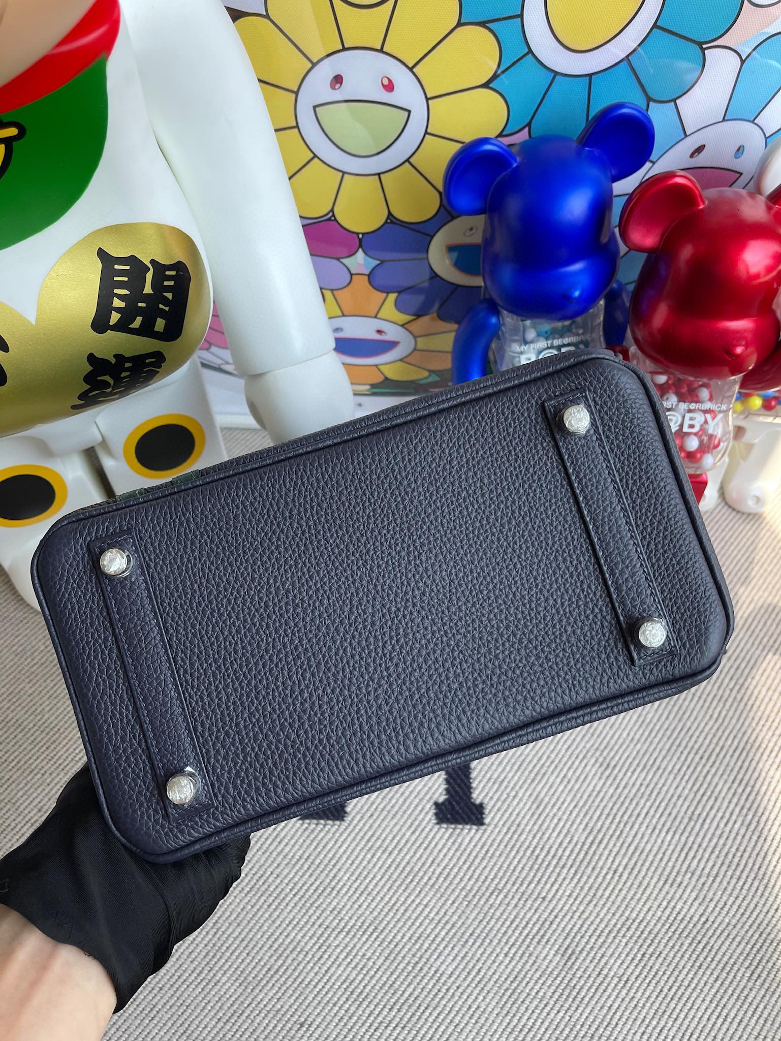 Hermes Birkin 25CM Togo 2Z Blue Nuit / 6O Vert Cypress Silver Hardware ( )