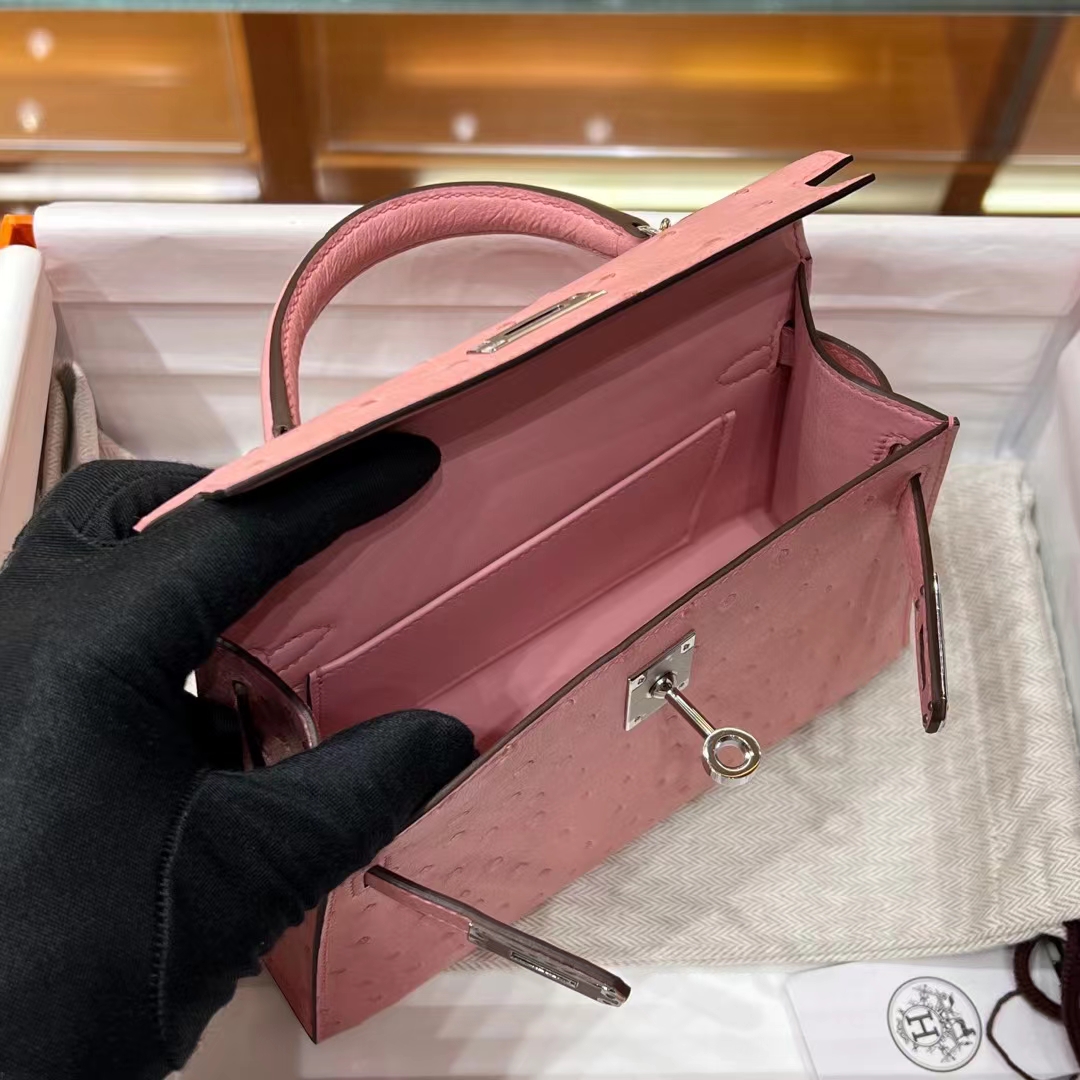 HERMES Mini Kelly 2 94 Ostrich SHW Full handmade fatory