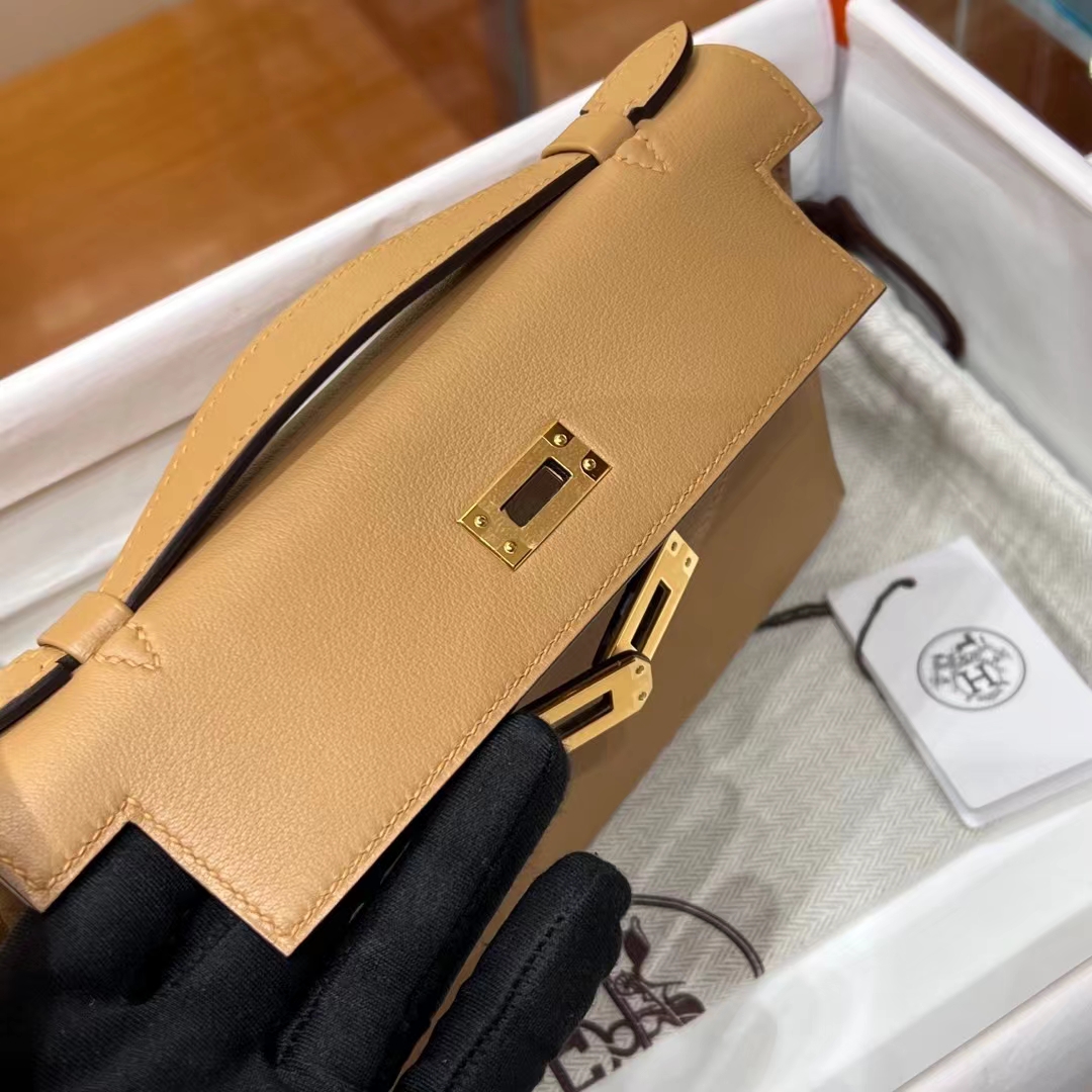HERMES Kelly Pochette TRENCH S2 Swift Full handmade Kelly fatory