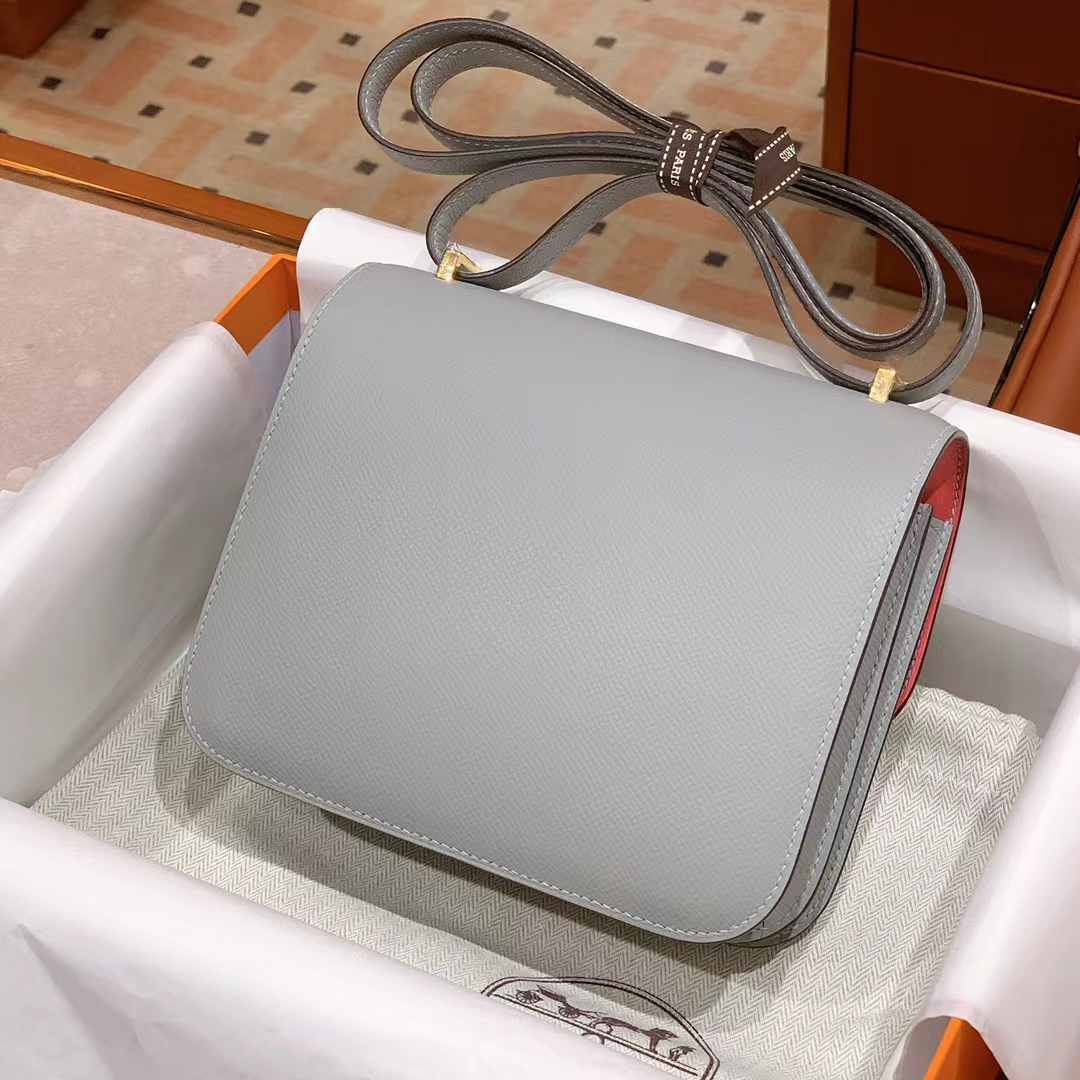 Constance 19cm 80 Gris Perle Swift Full handmade HERMES fatory