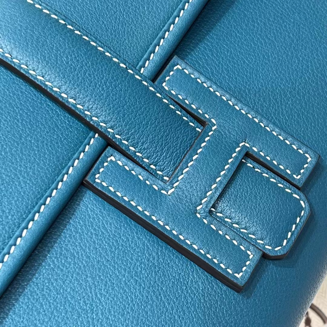 HERMES Jige Elan 29cm 75 Blue Jean Swift Full handmade Fatory