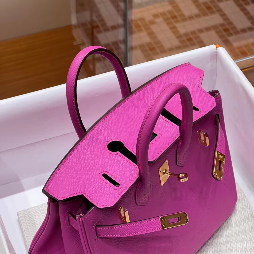HERMES  Birkin 25cm 9I Rose Magnolia  Epsom Full handmade Birkin Fatory 25x20x13cm
