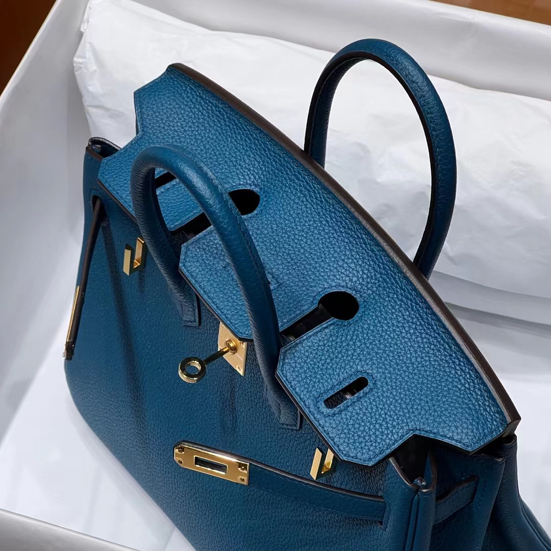 HERMES Birkin 25CM 7Q Mykonos Togo Full handmade Birkin fatory GHW