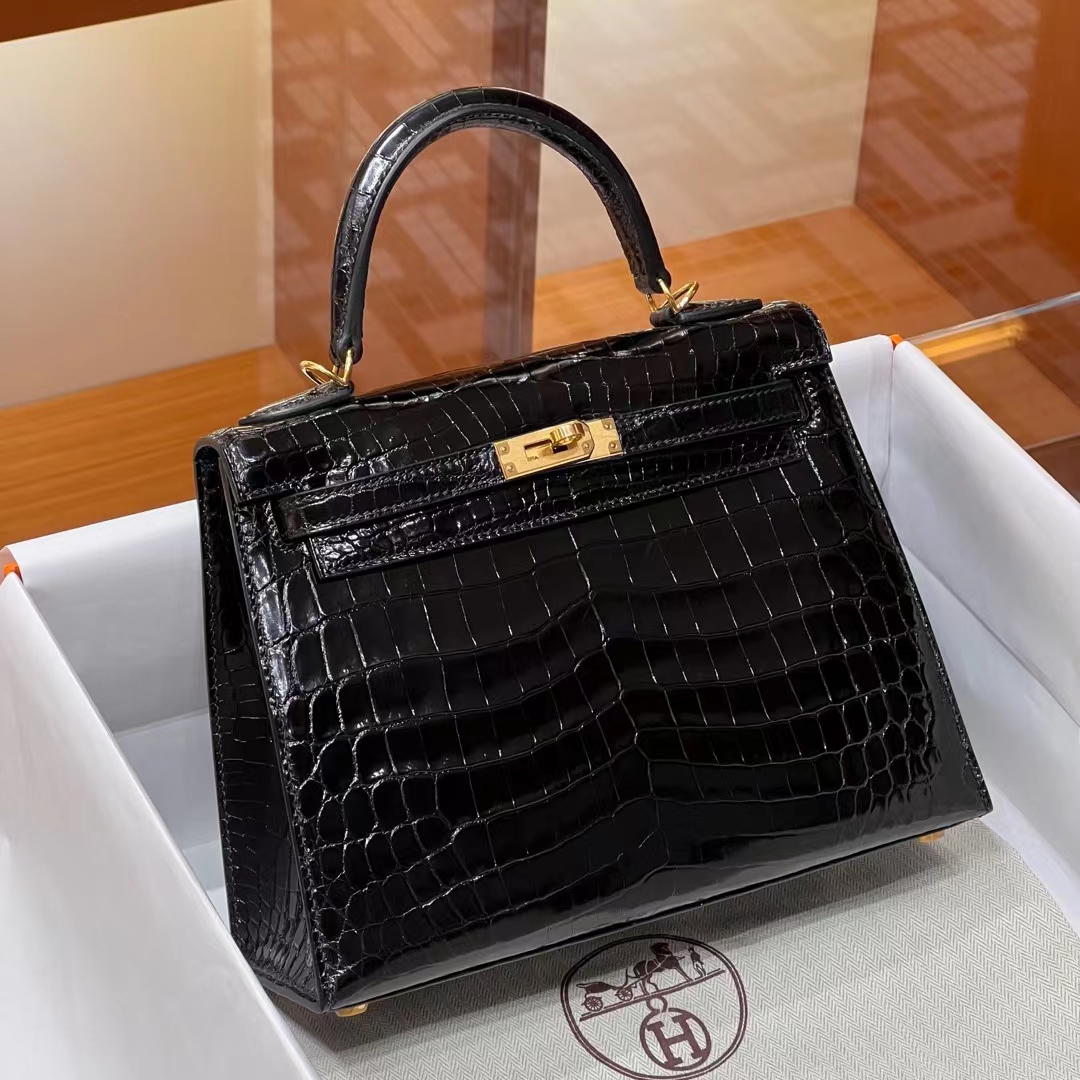 HERMES Kelly 25CM/28CM 89 Nior Alligator GHW Full handmade