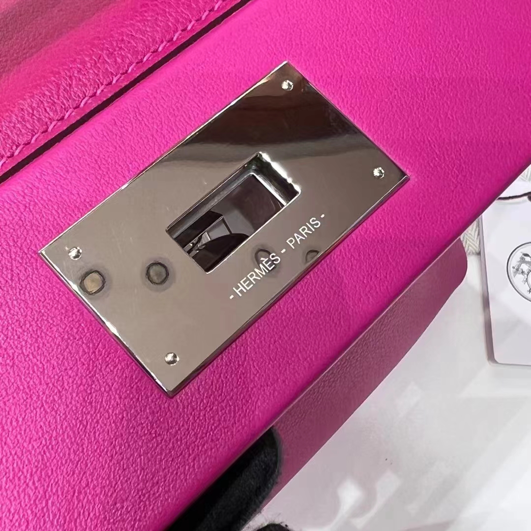 Kelly24/24 MINI 5J Fushsia Evercolor&Swift SHW Full handmade HERMES fatory