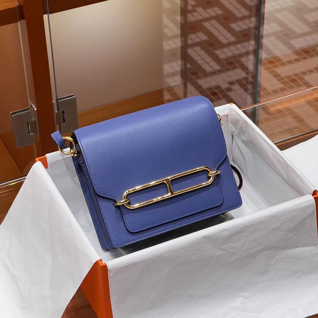 HERMES Roulis 18CM Gold R2 Bleu Agate Gold Hardware HandMade
