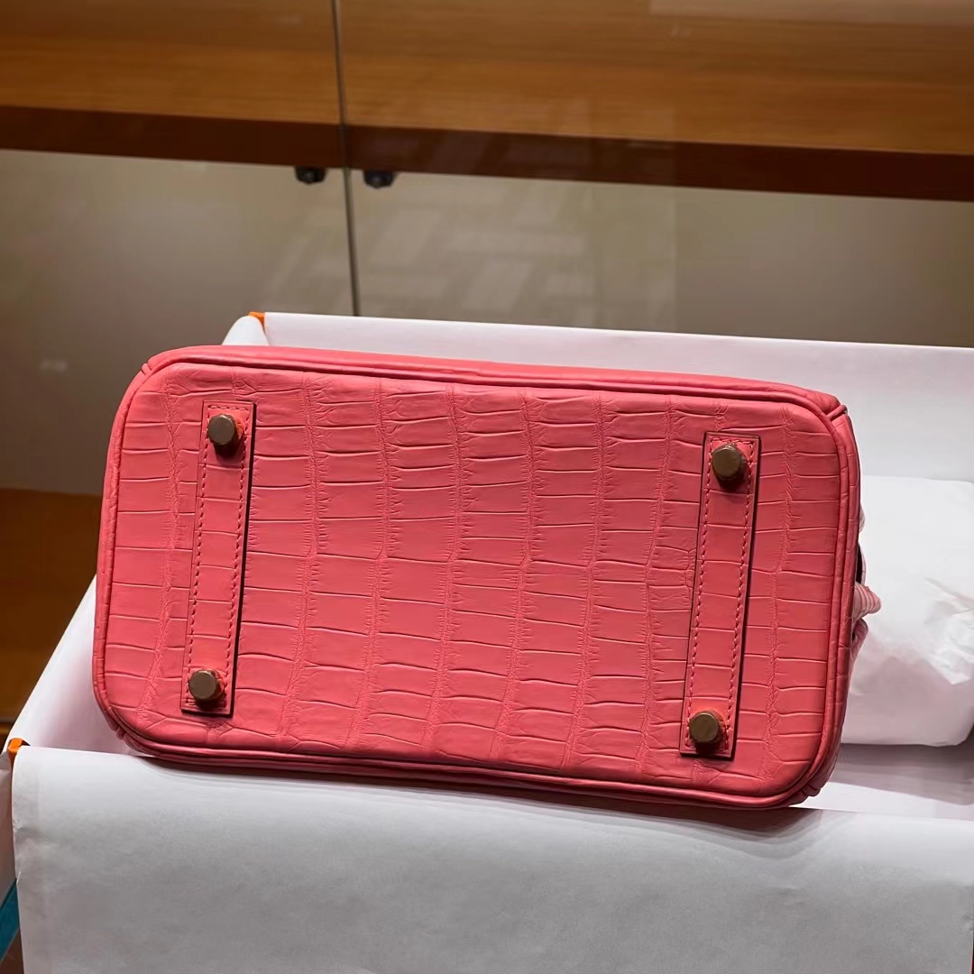 HERMES Birkin 25CM U5 Rose eLipstick  Niloticus Full handmade Birkin fatory GHW