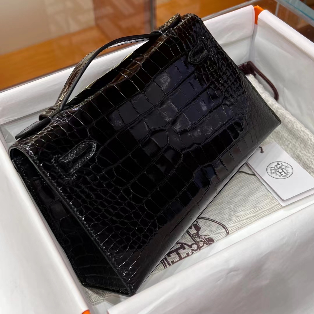 HERMES Kelly Pochette Alligator 89 Nior Full handmade 22x14x7cm 【God Factory】 Factory
