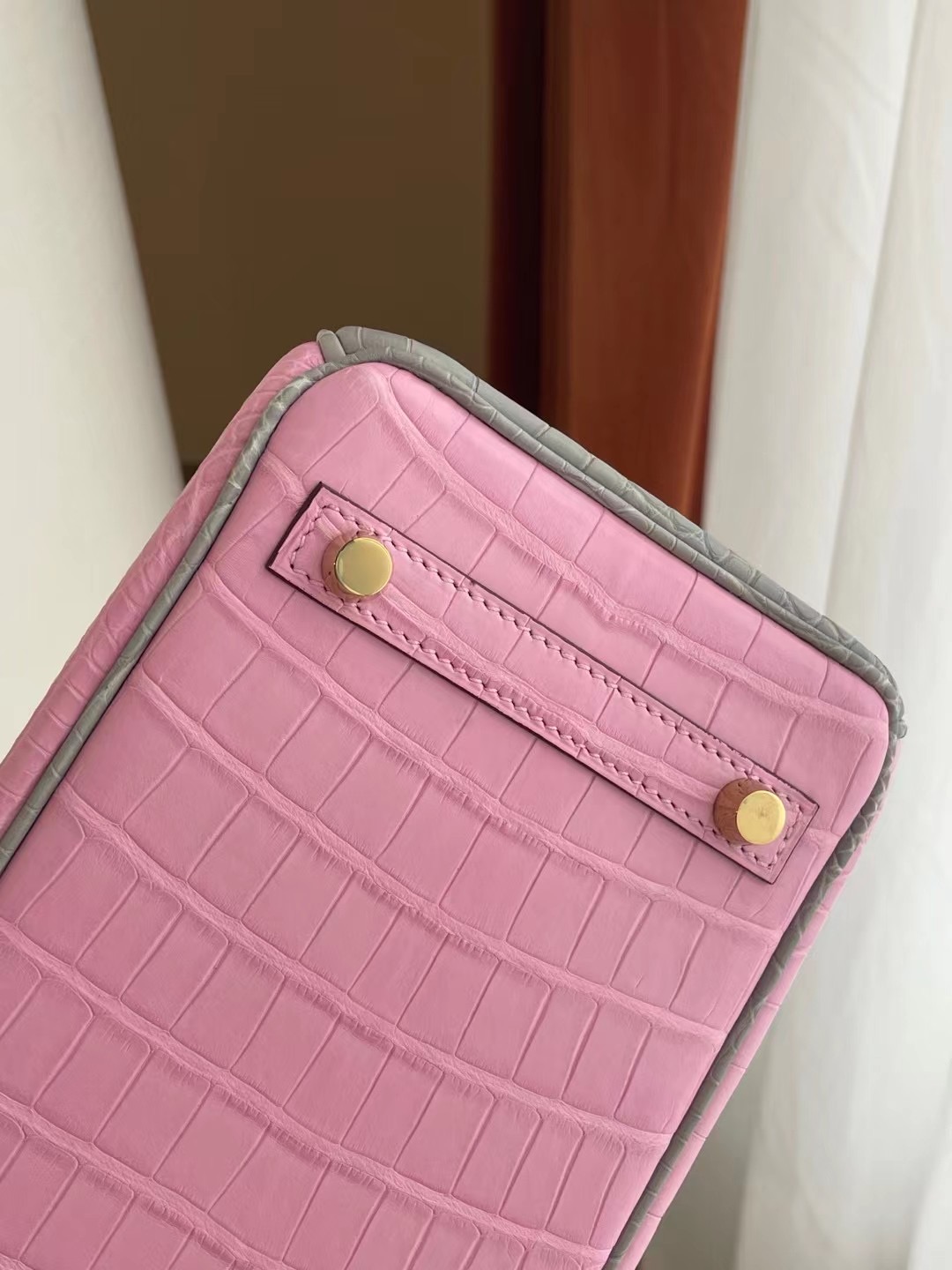 Hermes Birkin 25CM 5P Pink 80 Gris Perle Matte Alligator Crocodile