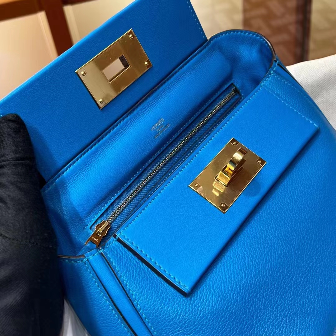 Kelly24/24 MINI 71 Bleu France Evercolor&Swift GHW Full handmade HERMES fatory