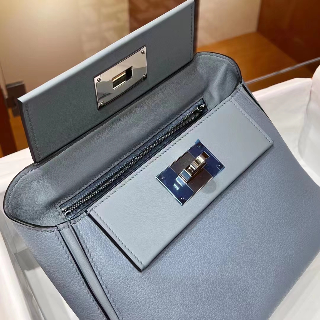 Kelly24/24 MINI J7 Bleu Un Evercolor&Swift SHW Full handmade HERMES fatory