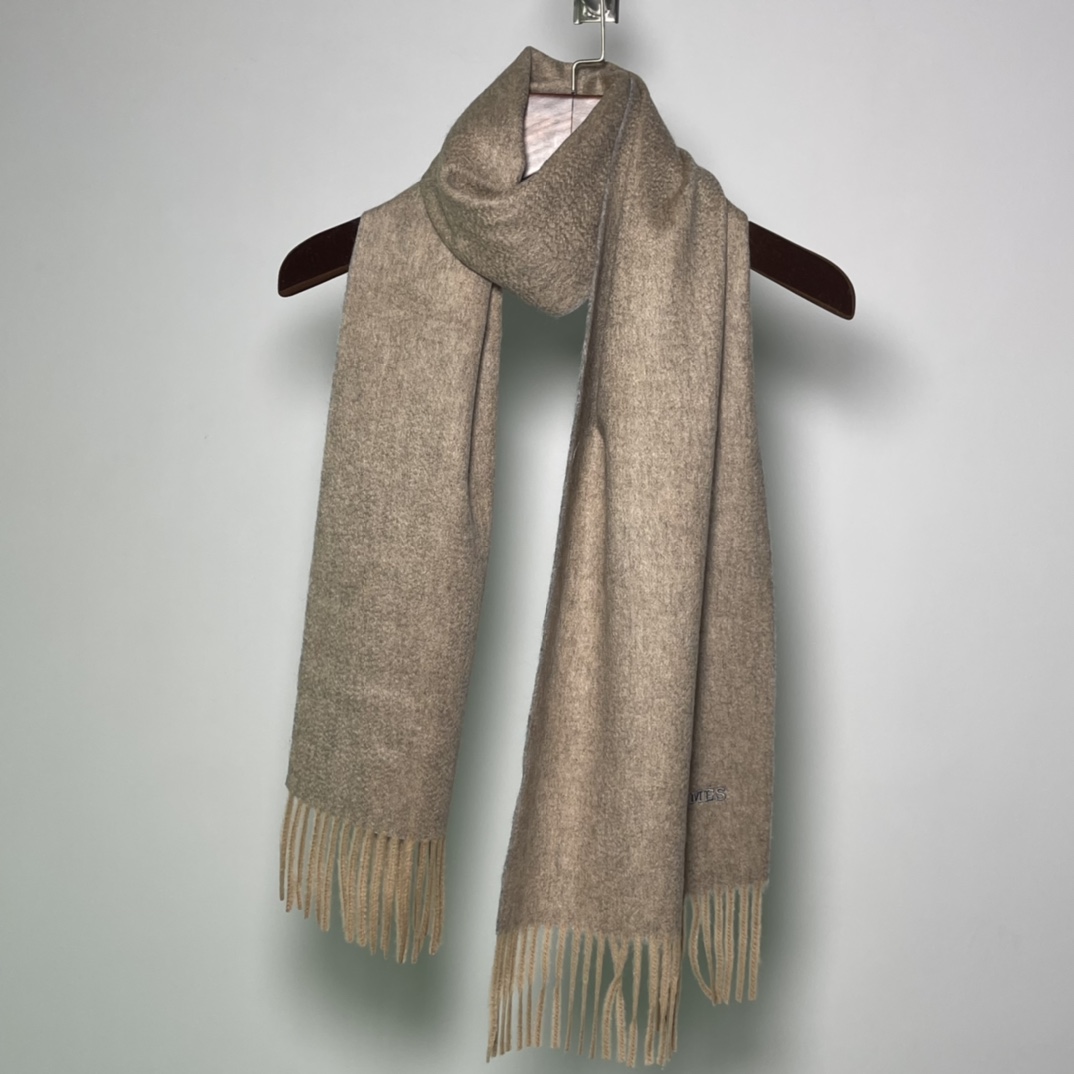 HERMES Cashmere Scarf 8C Gri Elephant  Fatory 30*180cm