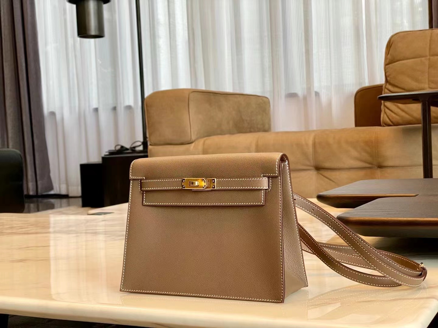 HERMES Kelly Dance 1H Toffee Swift GHW Full handmade Picotin fatory