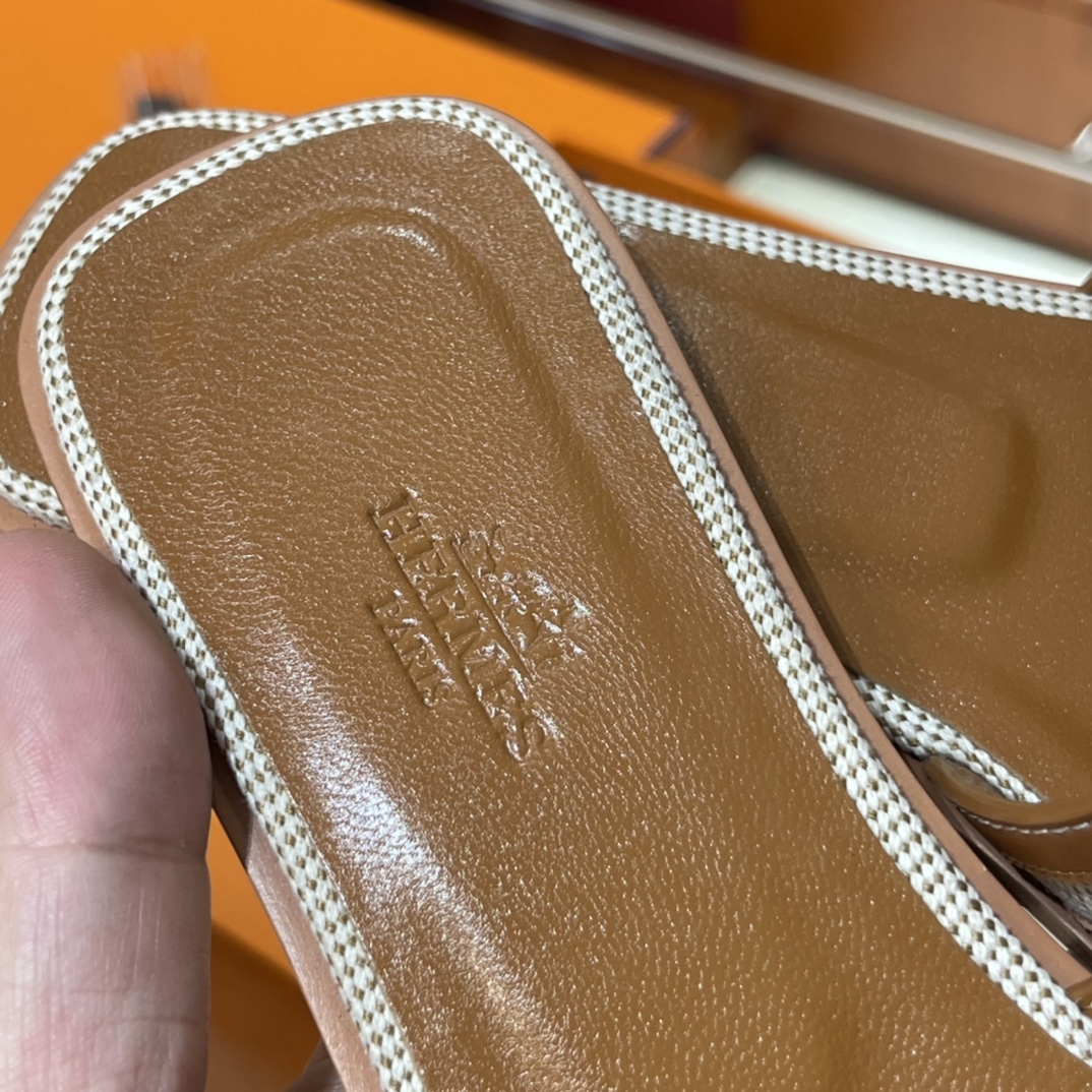 HERMES  Sandals New Slippers Handmade Italian lamb sole 10 days of shipment CK37