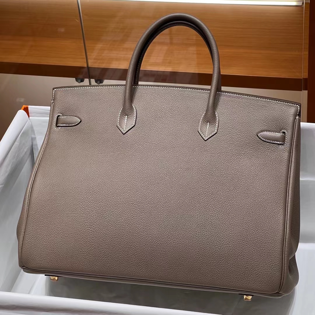 HERMES Birkin 40CM 8C Gri Elephant Togo Full handmade Birkin fatory