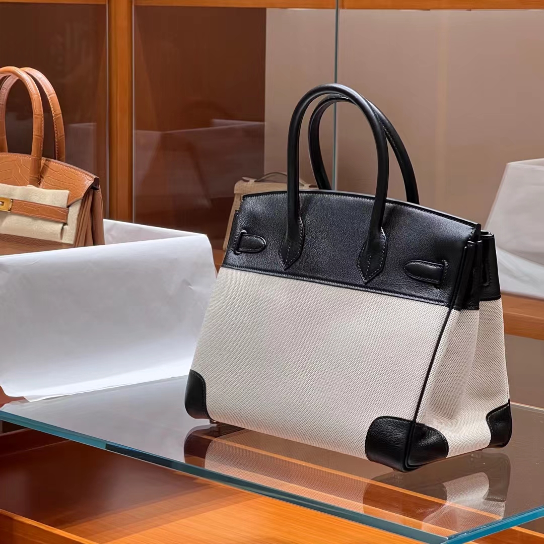 HERMES Birkin 30CM Swift&Canvas 89 Nior Full handmade Factory