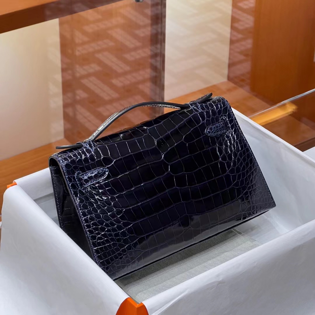 HERMES Kelly pochetto 22cm 2Z Alligator GOLD Hardware HandMade