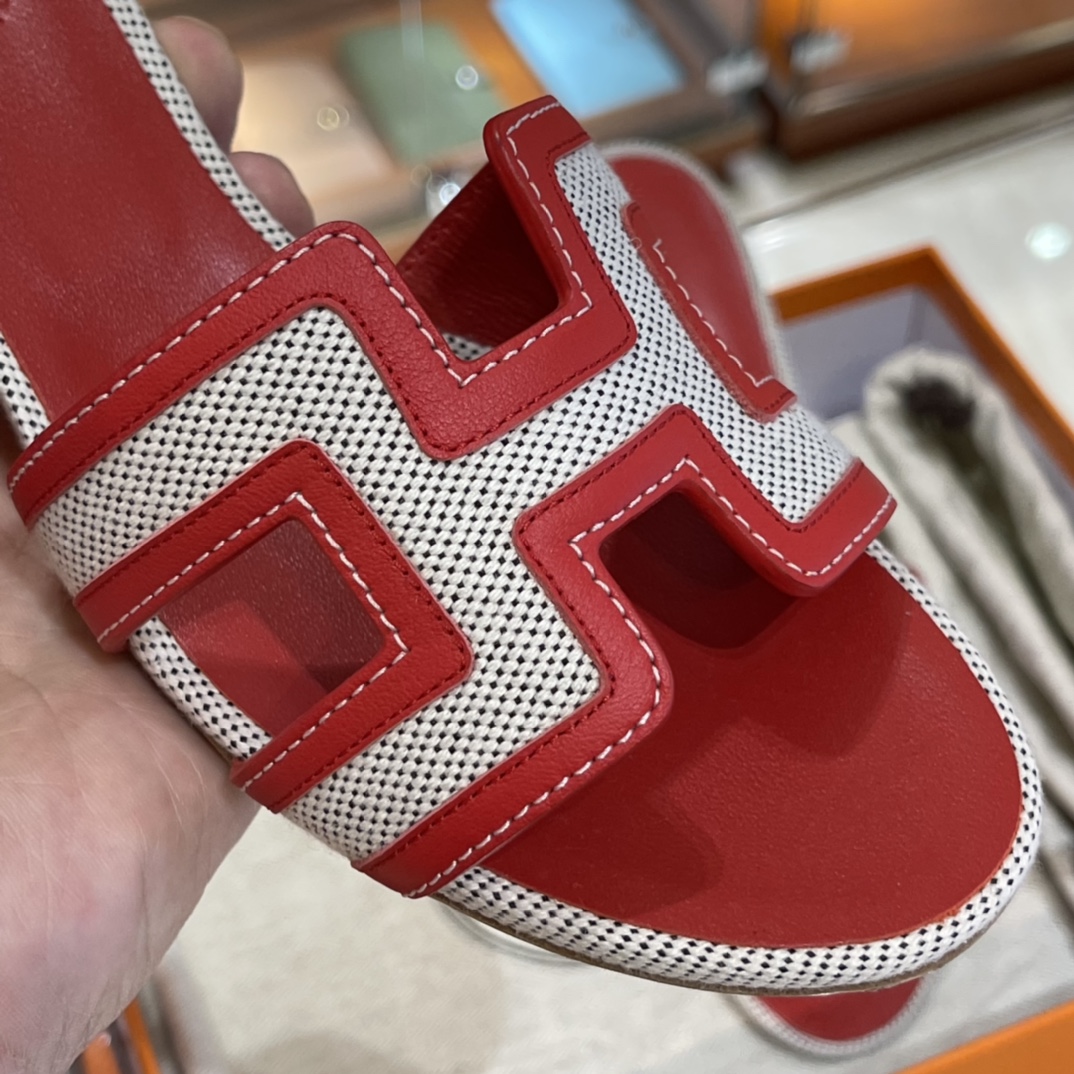 HERMES  Sandals New Slippers Handmade Italian lamb sole 10 days of shipment S5 Rouge Tomate