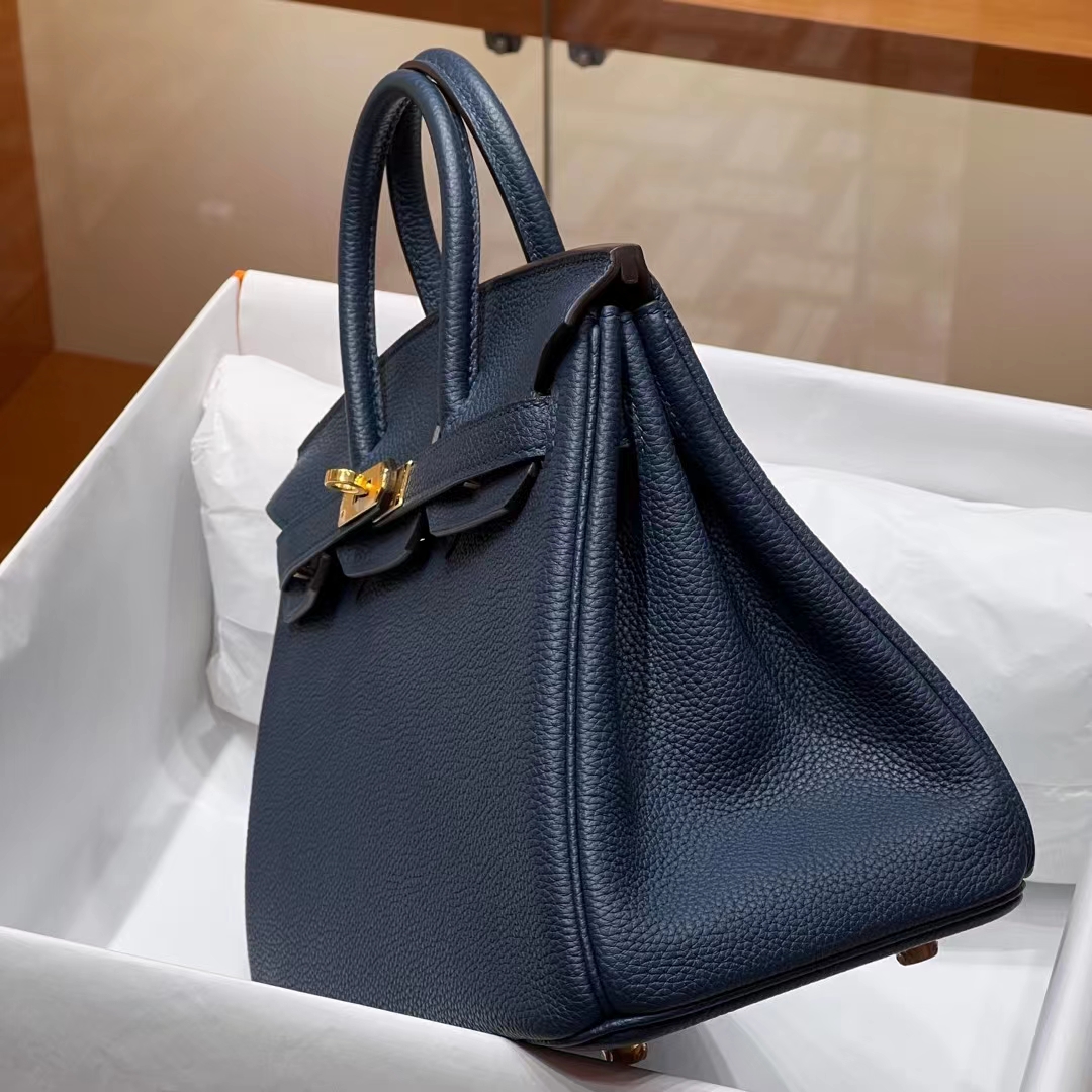 HERMES Birkin 25CM 73 Blue Saphir Togo Full handmade Birkin fatory GHW