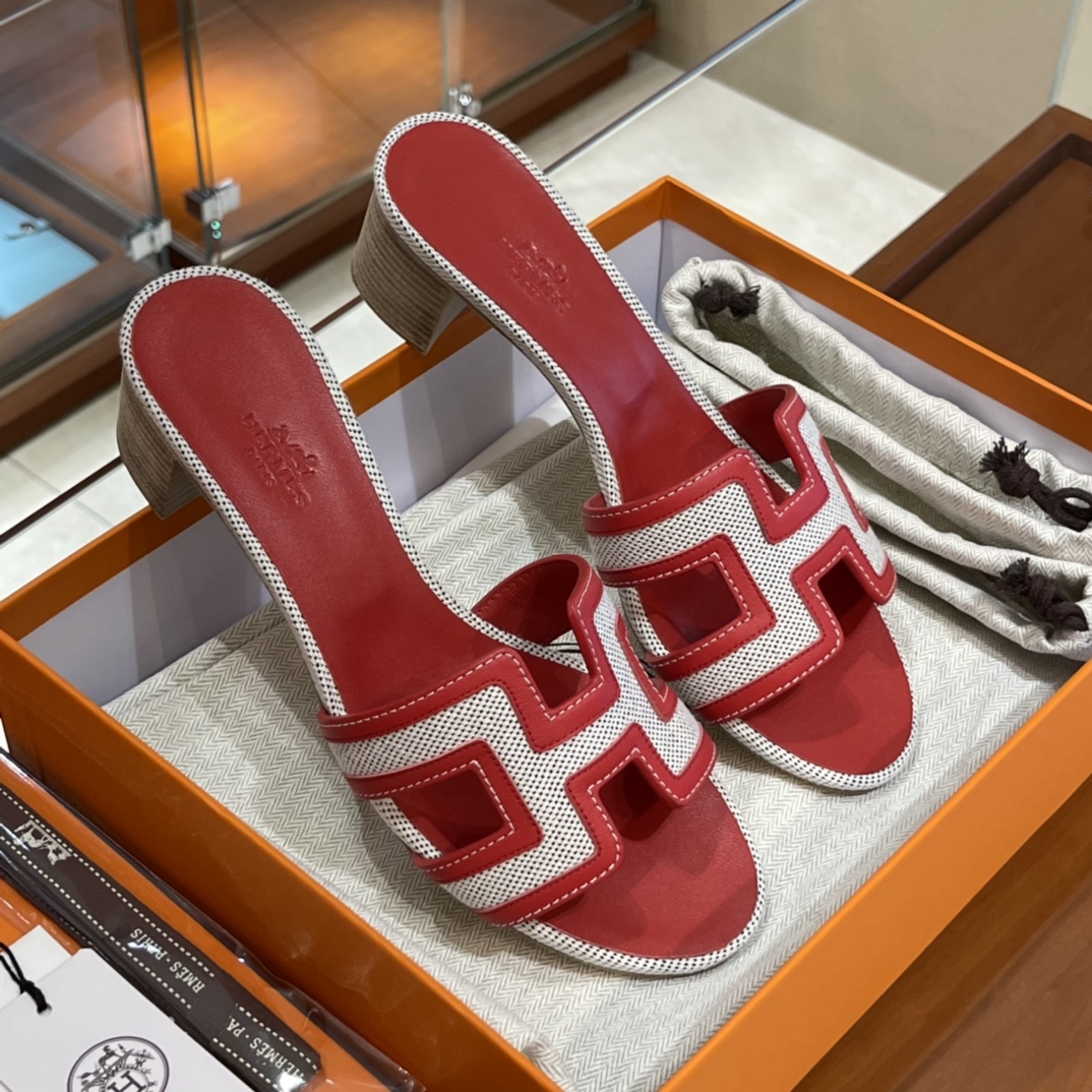 HERMES  Sandals New Slippers Handmade Italian lamb sole 10 days of shipment S5 Rouge Tomate