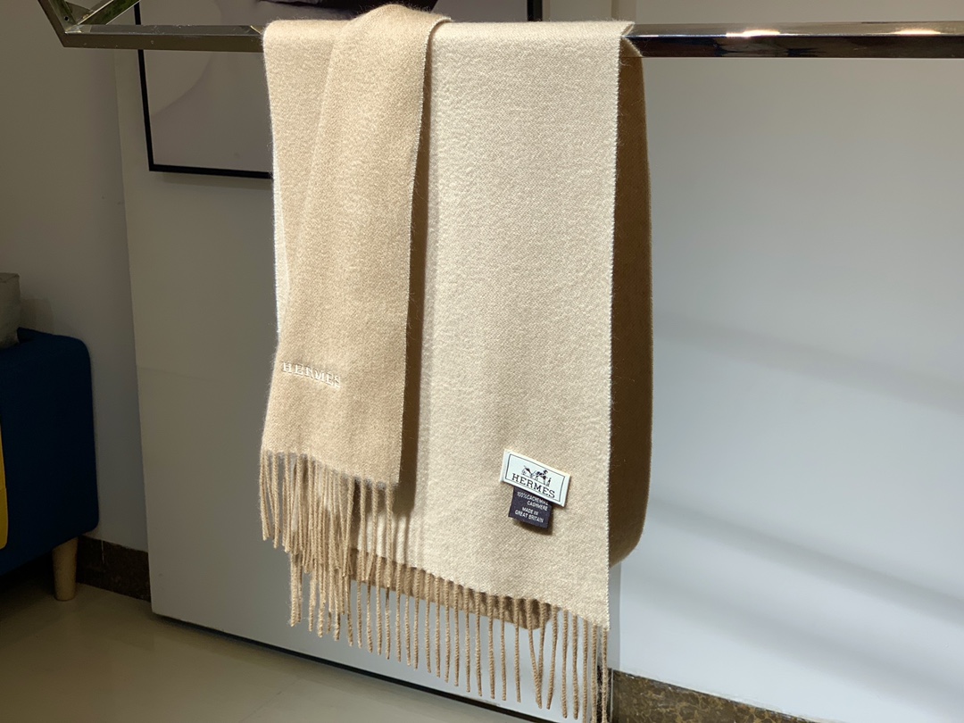 HERMES Cashmere Scarf 0M Fatory 30*180cm