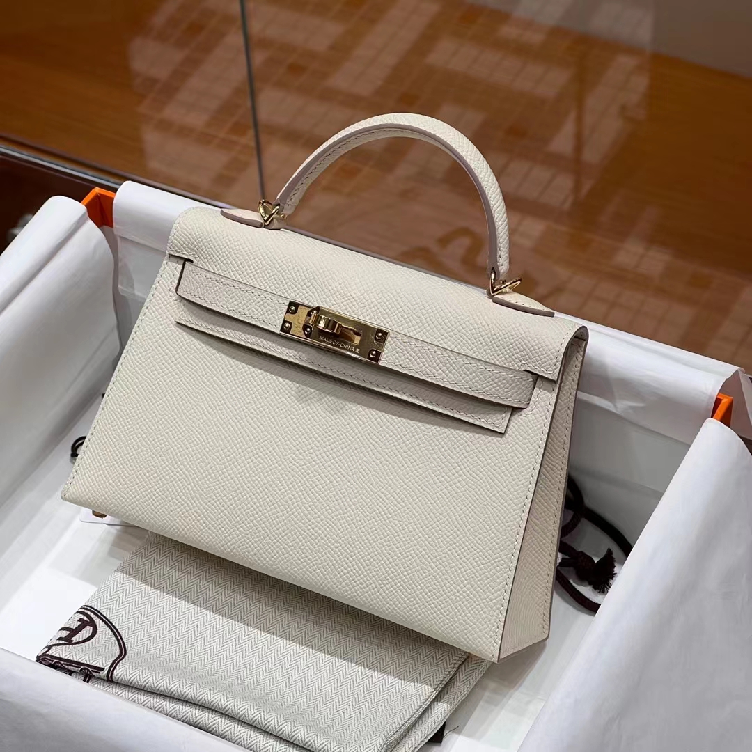 HERMES Mini Kelly 19CM 10 Craie Epsom GHW Full handmade fatory
