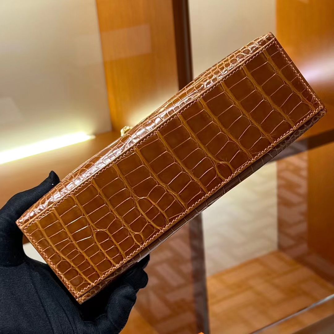 HERMES Kelly pochetto 22cm CK37 Alligator GOLD Hardware HandMade