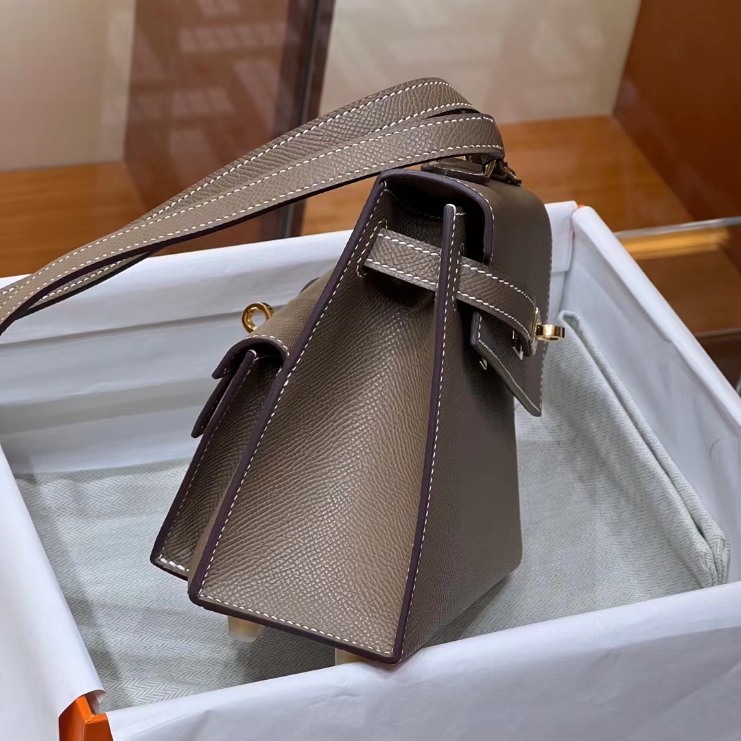 HERMES Kelly II Sellier 8C Gri Elephant GOLD Hardware HandMade