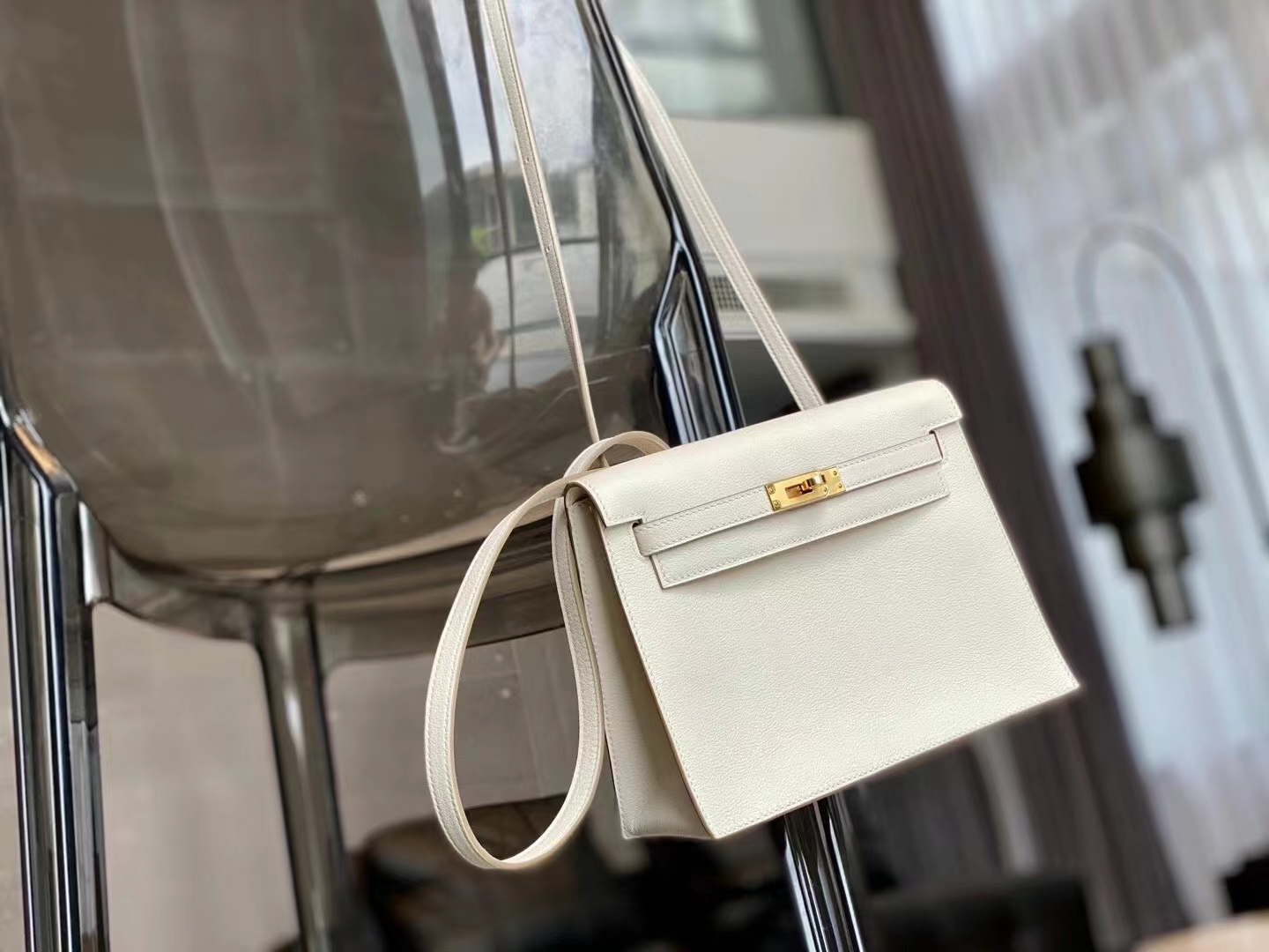 HERMES Kelly Dance 10 Craie Swift GHW Full handmade Picotin fatory