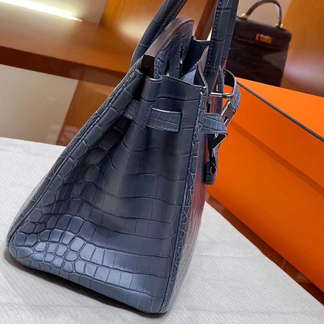 HERMES Factory Birkin 30CM 75 Blue Jean Full handmade SHW