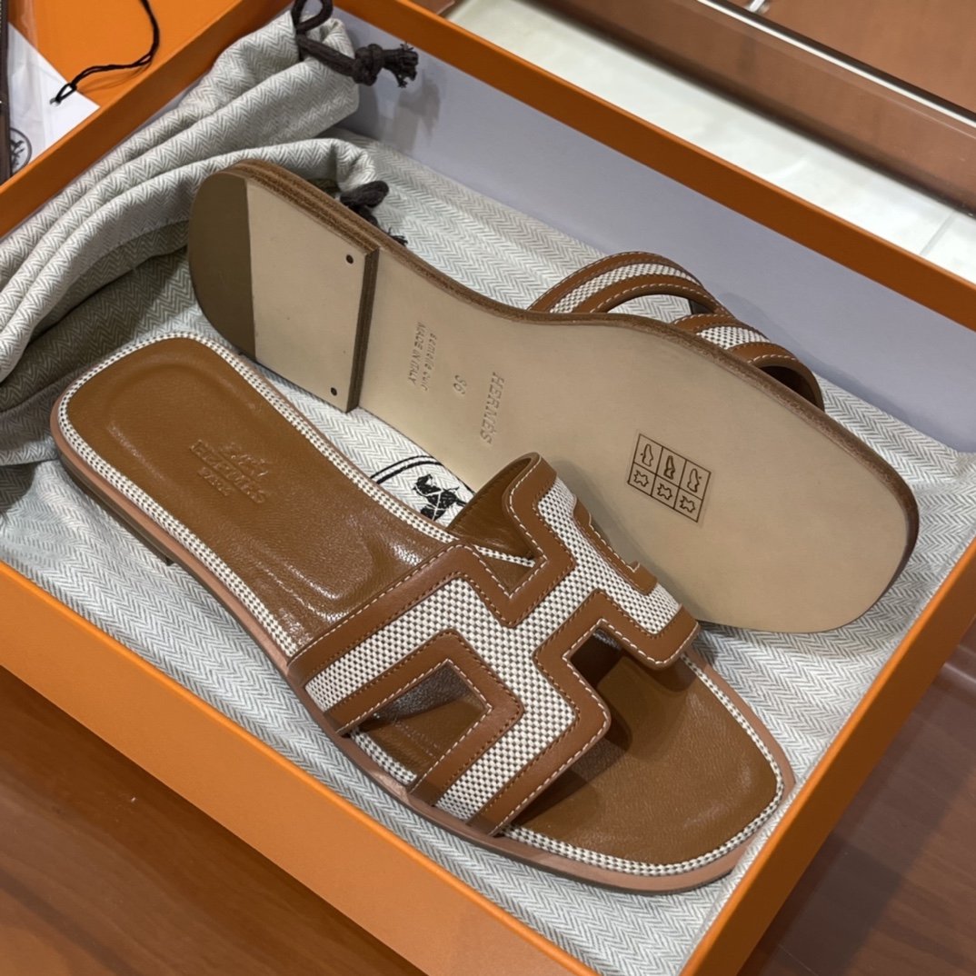 HERMES  Sandals New Slippers Handmade Italian lamb sole 10 days of shipment CK37