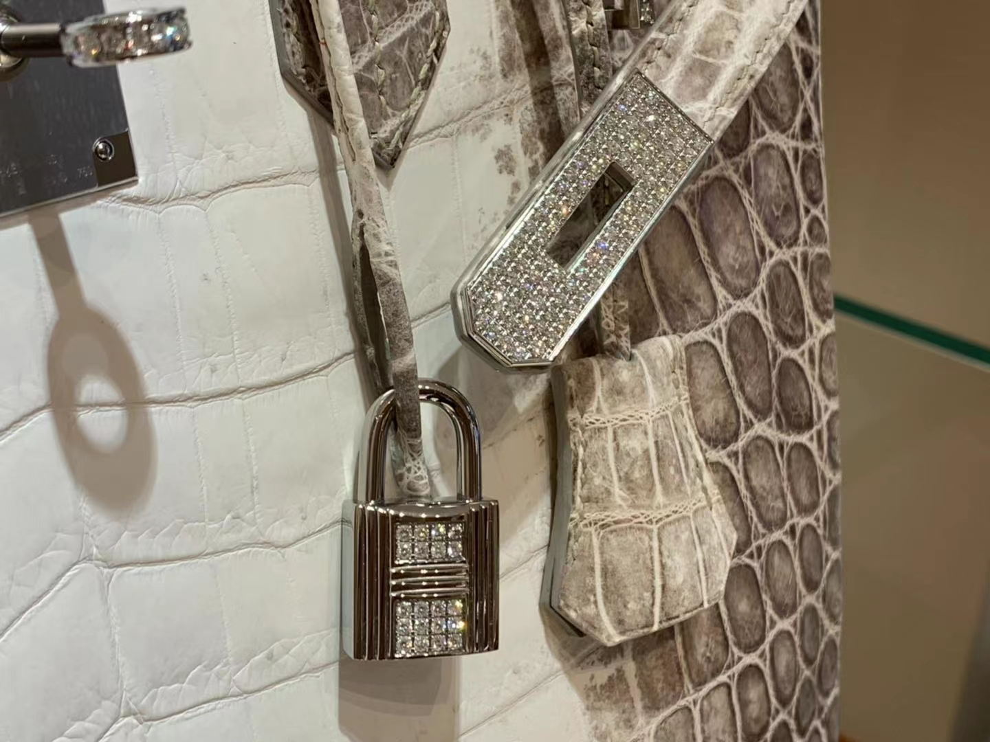 HERMES Factory Birkin 30CM  Alligator 1 Himalaya Full handmade hardware with real diamonds