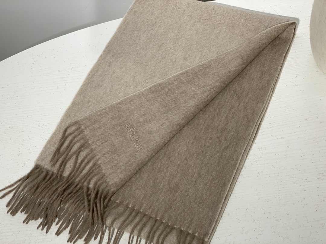 HERMES Cashmere Scarf 10 Craie Fatory 30*180cm