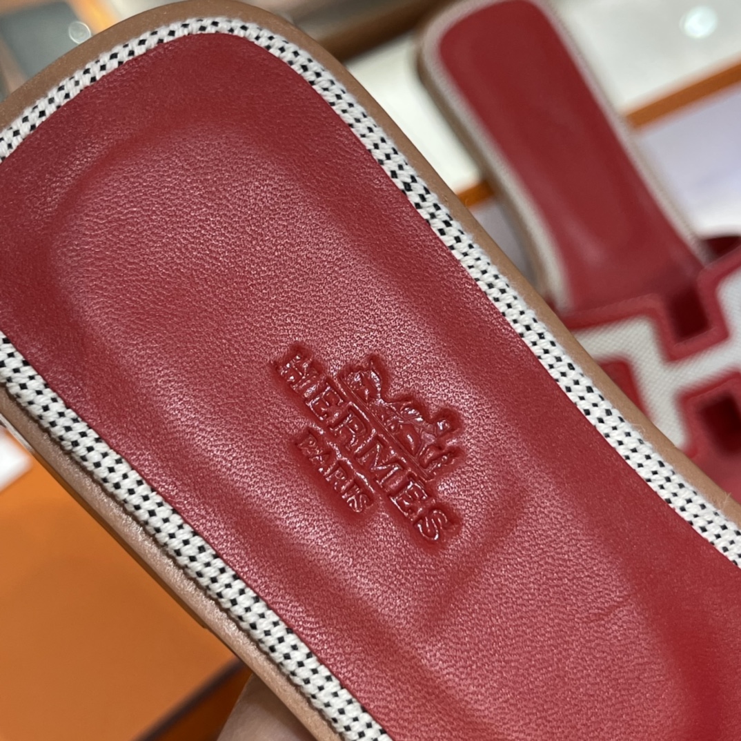 HERMES  Sandals New Slippers Handmade Italian lamb sole 10 days of shipment S5 Rouge Tomate