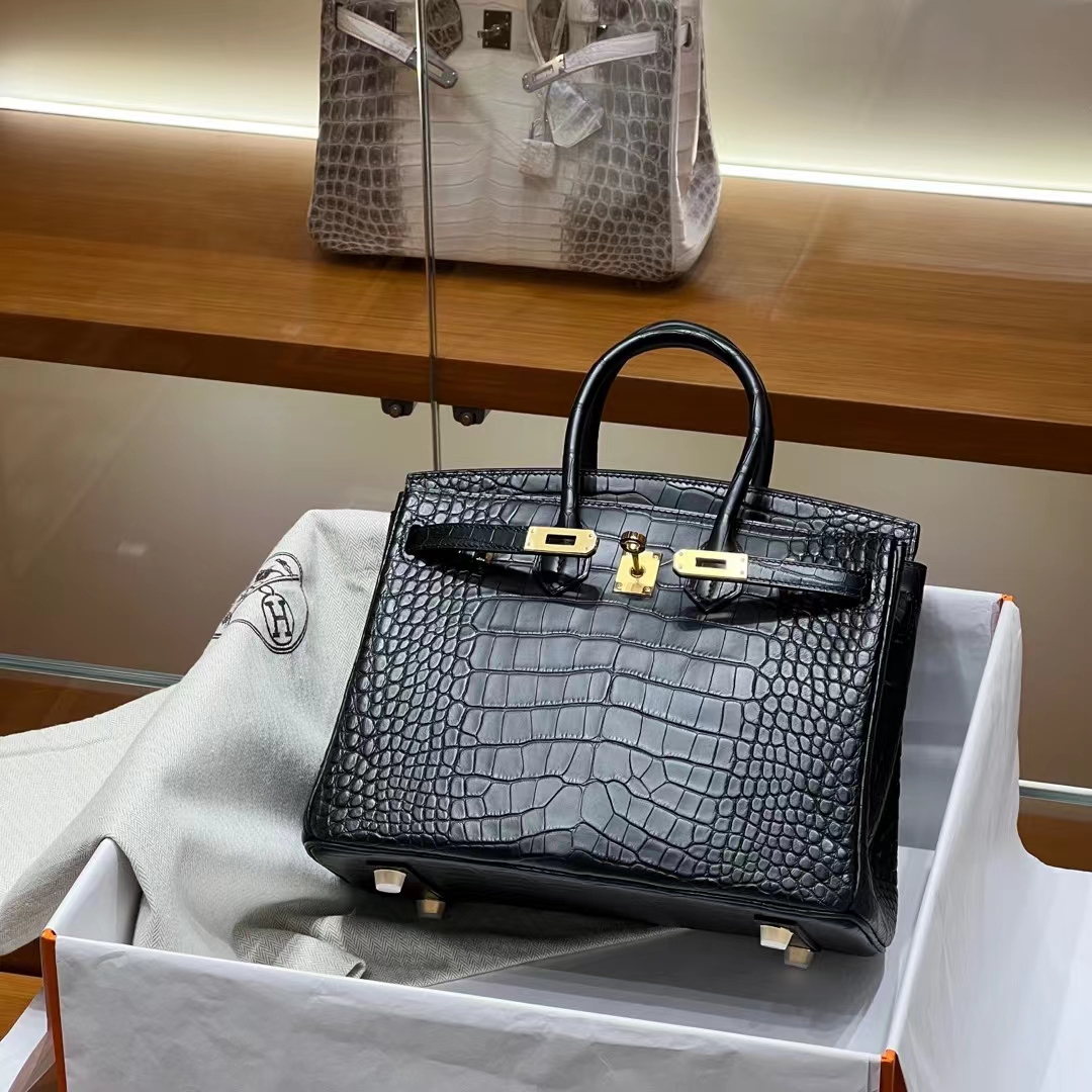 HERMES  Birkin 25CM 89 Nior Alligator GHW Full handmade fatory