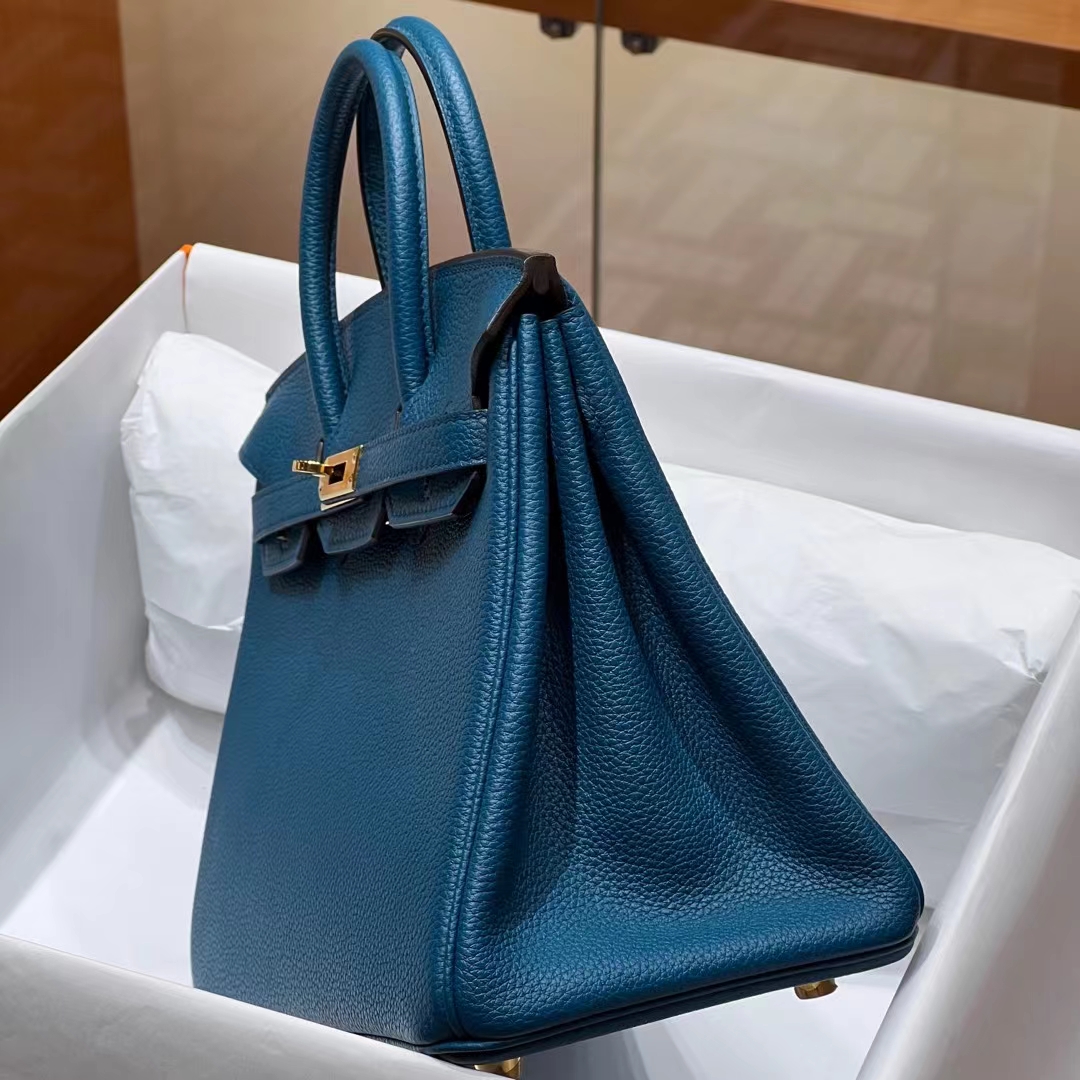 HERMES Birkin 25CM 7Q Mykonos Togo Full handmade Birkin fatory GHW