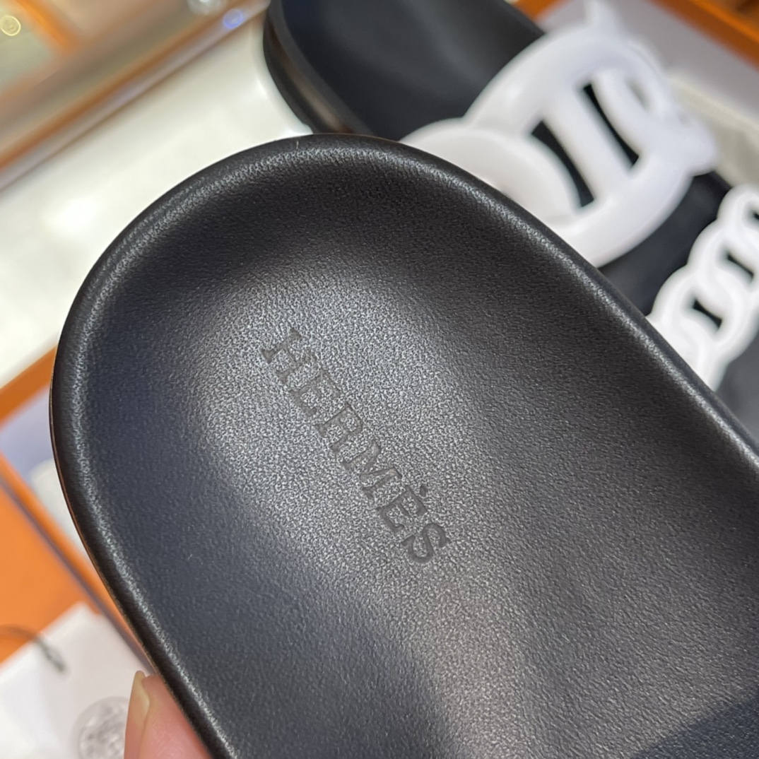 HERMES Extra  Sandals New Slippers Handmade Italian lamb sole 10 days of shipment 01 Blanc