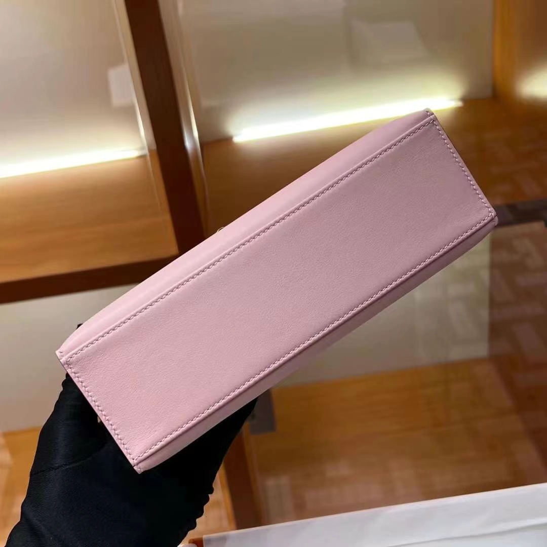 HERMES Kelly Pochette Swift 5P Pink Full handmade 22x14x7cm 【God Factory】 Factory