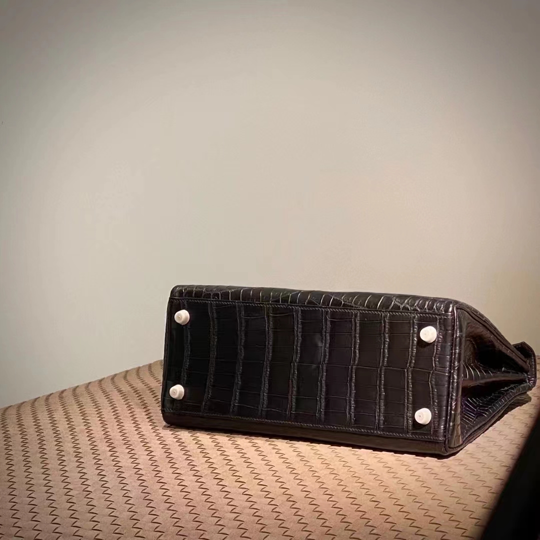 HERMES  Kelly 25CM 46 Ebene Niloticus SHW Full handmade 25x17x7cm 