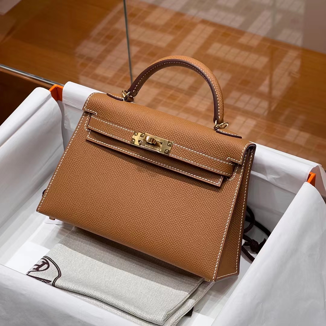 HERMES Mini Kelly 19CM CK37 Epsom GHW Full handmade fatory