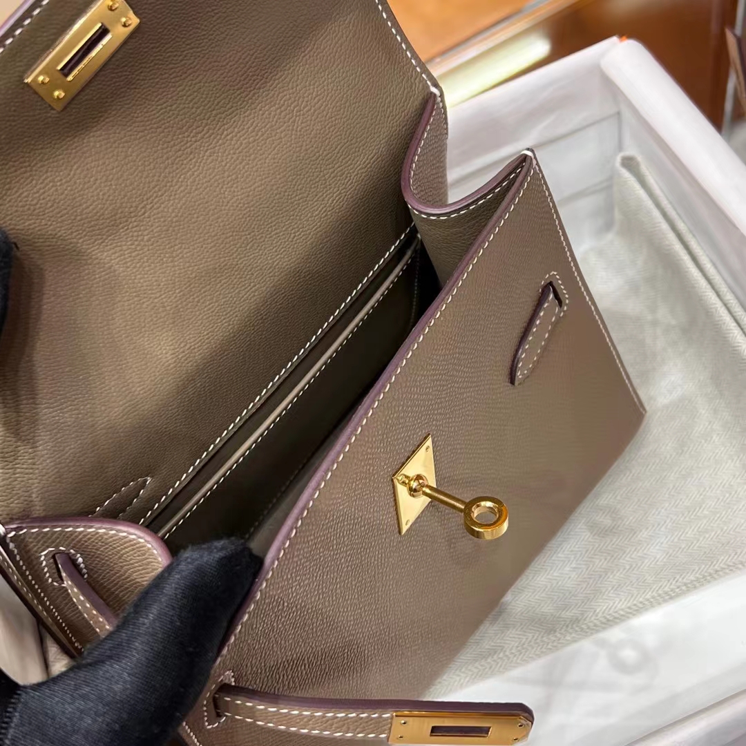 HERMES Kelly II Sellier 8C Gri Elephant GOLD Hardware HandMade