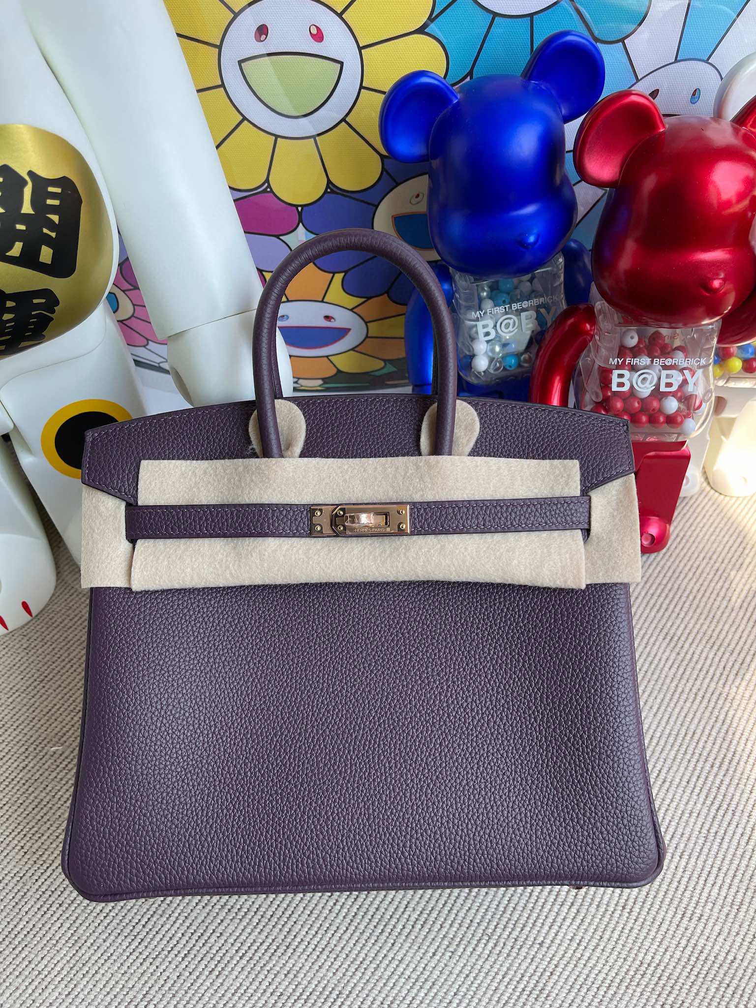 Hermes Birkin Bag 25CM Togo CK59 Raisin Rose Gold HandMade