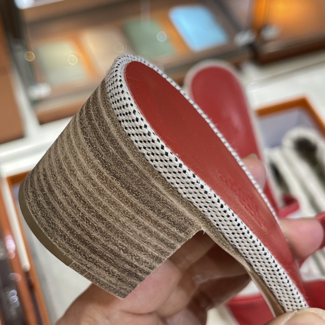 HERMES  Sandals New Slippers Handmade Italian lamb sole 10 days of shipment S5 Rouge Tomate