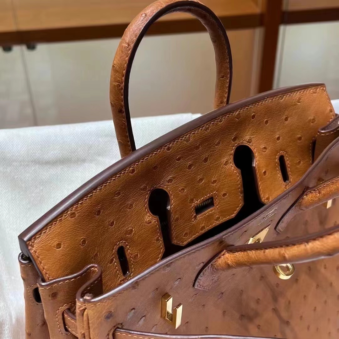 HERMES  Birkin 25CM CK37 Ostrich SHW Full handmade fatory
